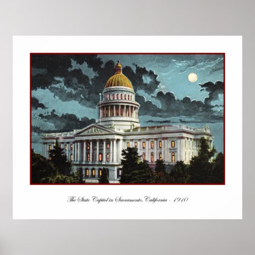 California State Capitol Moonlight Poster