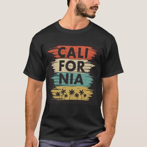California State colorful with palm trees T_Shirt