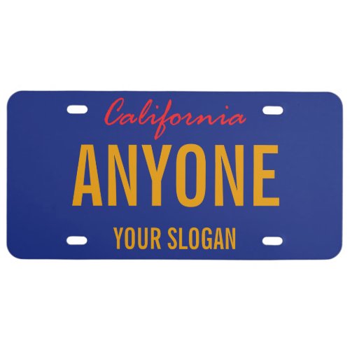 California State Custom License Plate