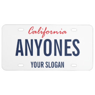 California State Custom License Plate