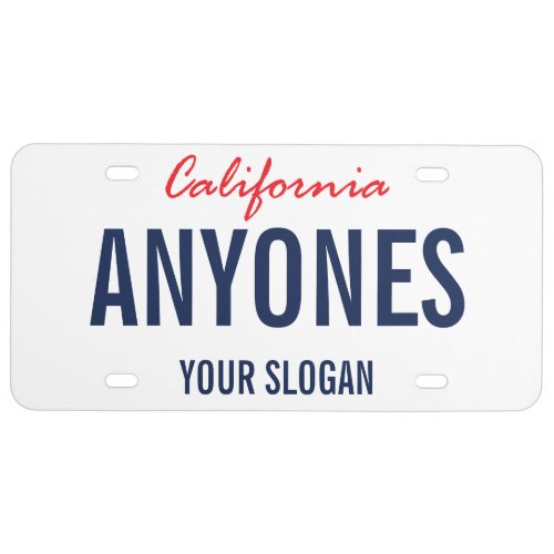 California State Custom  License Plate
