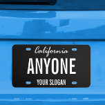 California State Custom License Plate<br><div class="desc">Create your own custom California State License Plate. Easily add your own slogan. Choose between plastic or Aluminium  Licence vanity plate. Choose your own background color.</div>