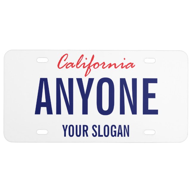 California State Custom License Plate (Front)