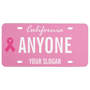 California State Custom Pink Ribbon License Plate