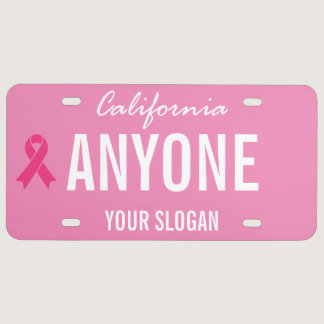 California State Custom Pink Ribbon License Plate
