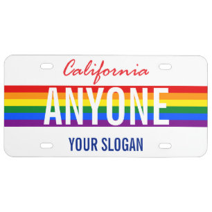 California State Custom Pride Rainbow Flag License Plate