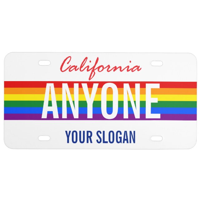 California State Custom Pride Rainbow Flag License Plate (Front)