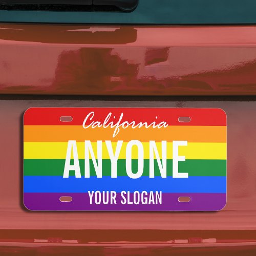 California State Custom Pride Rainbow Flag License Plate