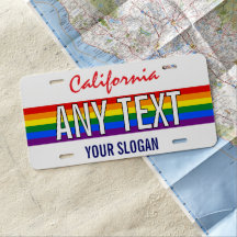 California State Custom Pride Rainbow Flag License