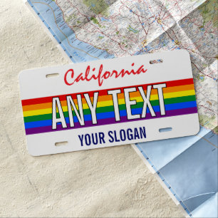 California State Custom Pride Rainbow Flag License Plate
