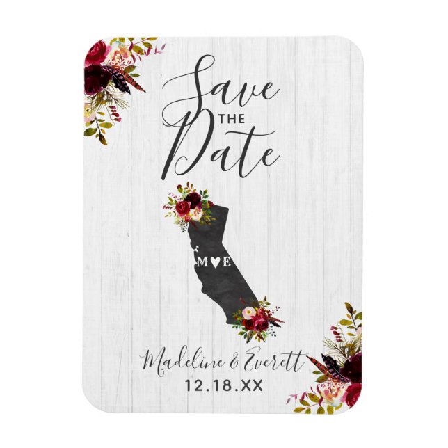 California State Destination Rustic Save the Date Magnet (Vertical)