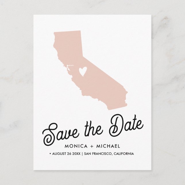 CALIFORNIA State Destination Wedding - ANY COLOR!  Announcement Postcard (Front)