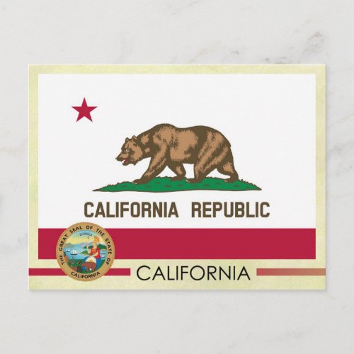 California State Flag and Seal Postcard