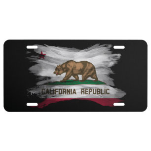 California state flag brush stroke, California License Plate