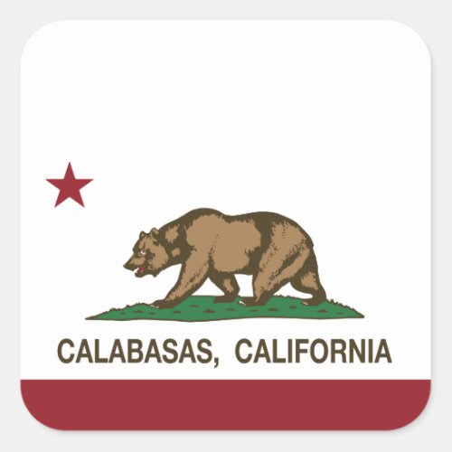 California State Flag Calabasas Square Sticker
