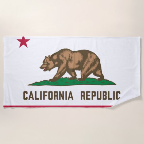 California State Flag  California Republic  Beach Towel