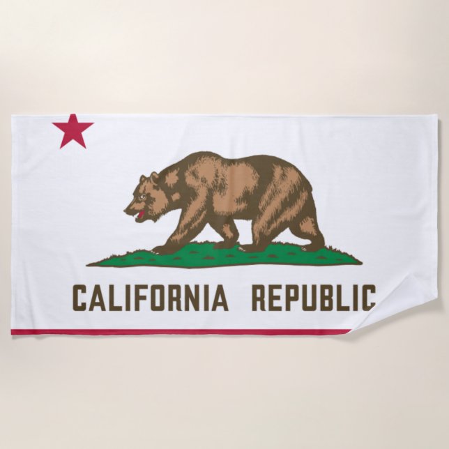 California State Flag ( California Republic ) Beach Towel (Front)