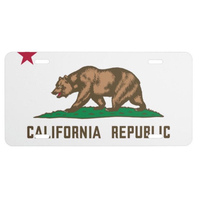 California State Flag ( California Republic ) License Plate (Front)