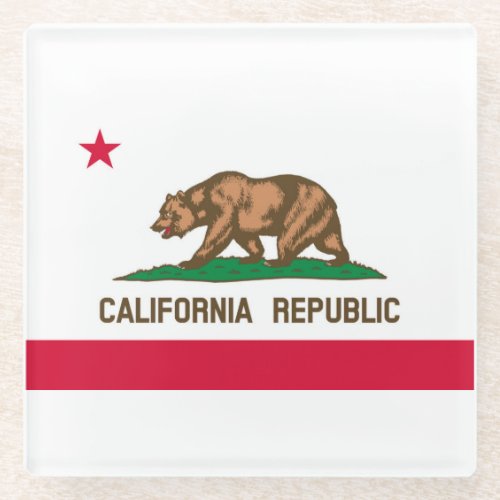 California State Flag Design Decor Glass Coaster