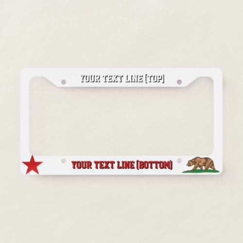 California State Flag Design on a Personalized License Plate Frame