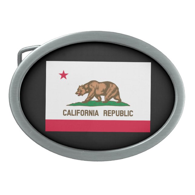 California State Flag Design Oval Belt Buckle (Front)