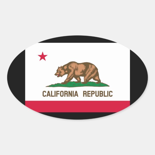 California State Flag Design Oval Sticker (Front)
