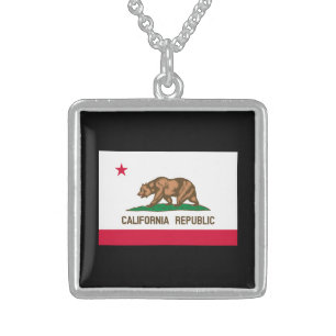 California State Flag Design Sterling Silver Necklace