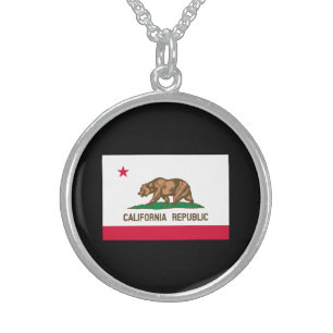 California State Flag Design Sterling Silver Necklace