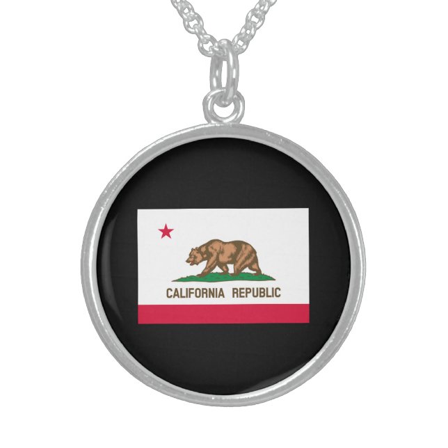 California State Flag Design Sterling Silver Necklace (Front)