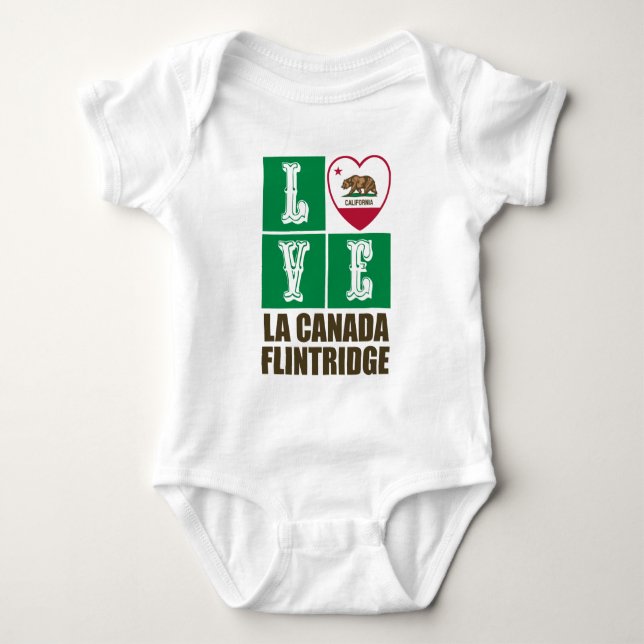 California State Flag Heart La Canada Flintridge Baby Bodysuit (Front)