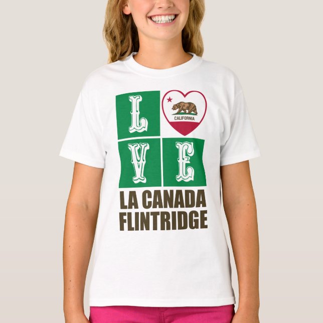California State Flag Heart La Canada Flintridge T-Shirt (Front)