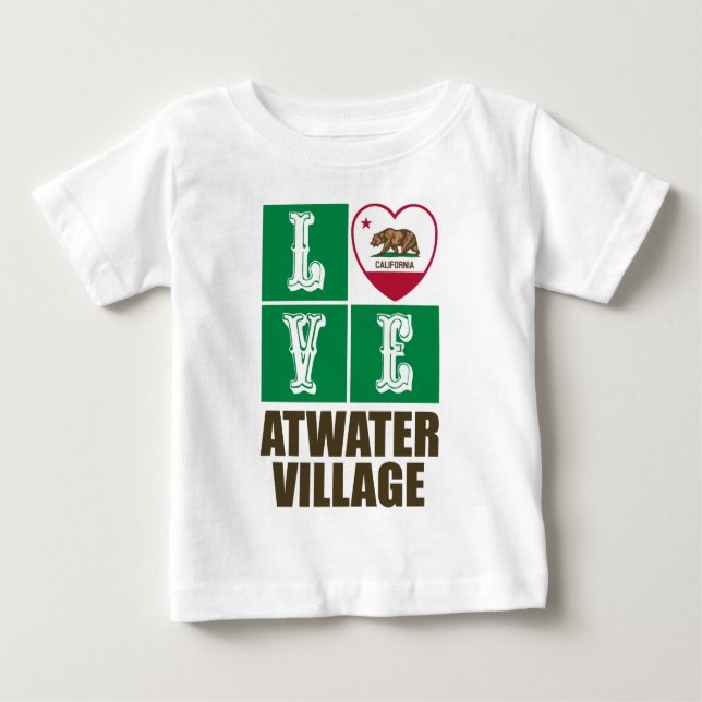California State Flag Heart Love Atwater Village Baby T-Shirt (Front)