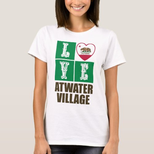 California Republic State Flag Heart Love Atwater Village T-Shirt