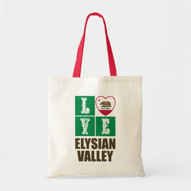 California State Flag Heart Love Elysian Valley Tote Bag (Front)
