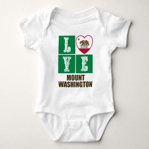 California Republic State Flag Heart Love Mount Washington Baby Bodysuit