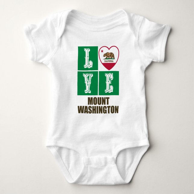 California State Flag Heart Love Mount Washington Baby Bodysuit (Front)