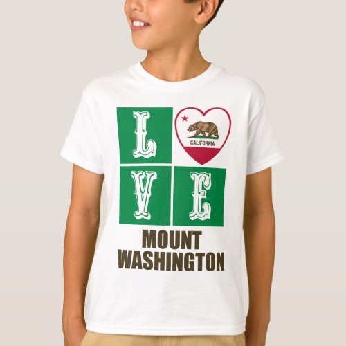 California Republic State Flag Heart Love Mount Washington T-Shirt
