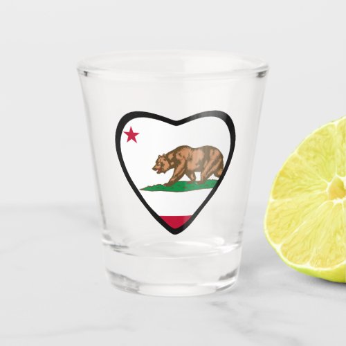 California State Flag Heart Shot Glass