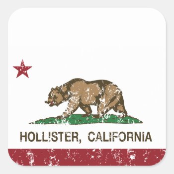 California State Flag Hollister Square Sticker by LgTshirts at Zazzle