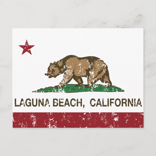 California State Flag Laguna Beach Postcard (Front)