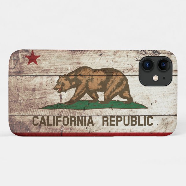 California State Flag on Old Wood Grain Case-Mate iPhone Case (Back (Horizontal))