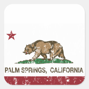 California State Flag Palm Springs Square Sticker