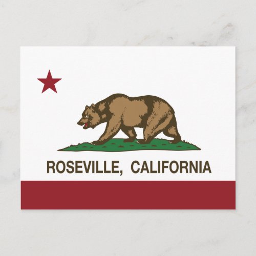 California State Flag Roseville Postcard