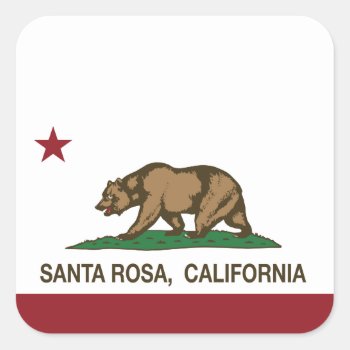 California State Flag Santa Rosa Square Sticker by LgTshirts at Zazzle