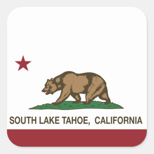 California State Flag South Lake Tahoe Square Sticker