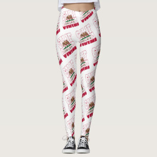 California state flag text pattern leggings
