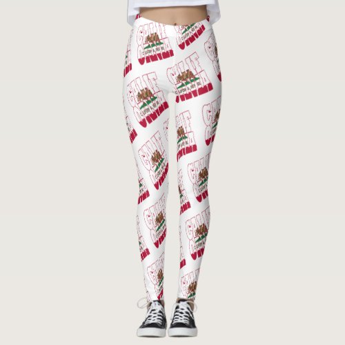 California state flag text pattern leggings