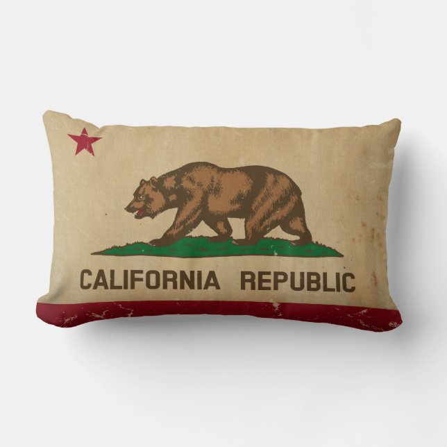 California State Flag VINTAGE Lumbar Pillow (Front)