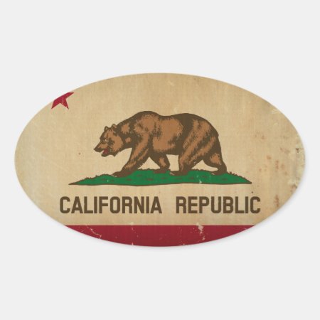California State Flag Vintage Oval Sticker