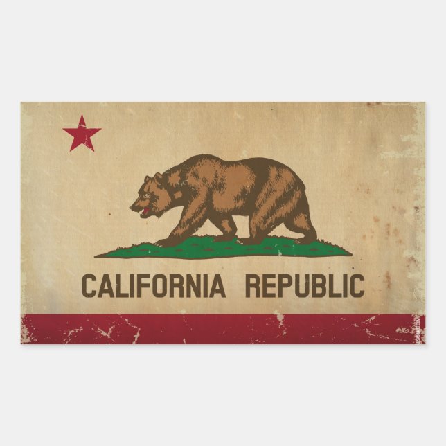 California State Flag VINTAGE Rectangular Sticker (Front)